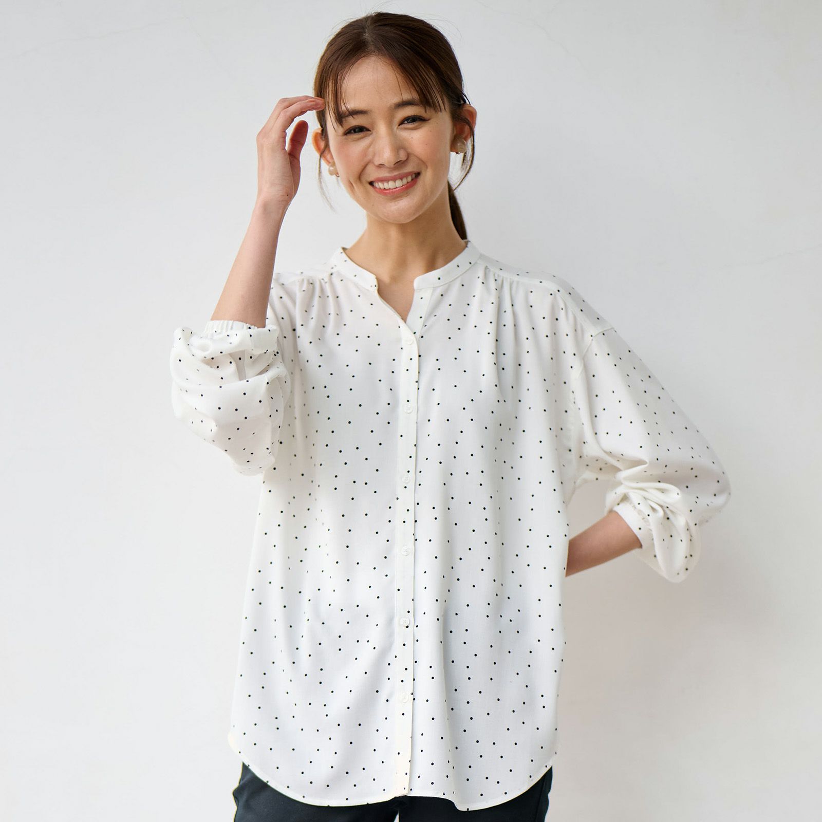 オルスタイージーケア長袖スキッパーブラウス