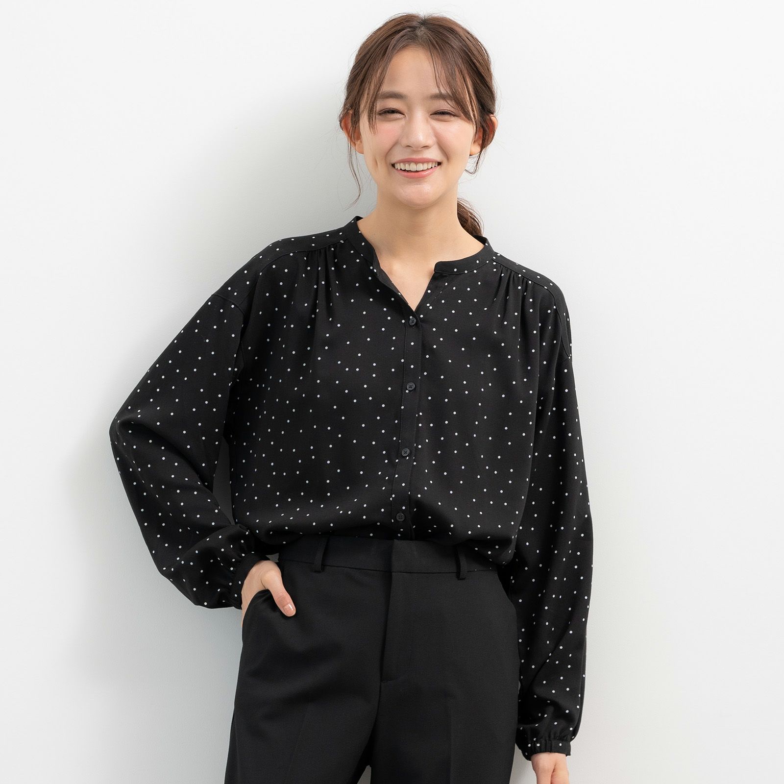 オルスタイージーケア長袖スキッパーブラウス