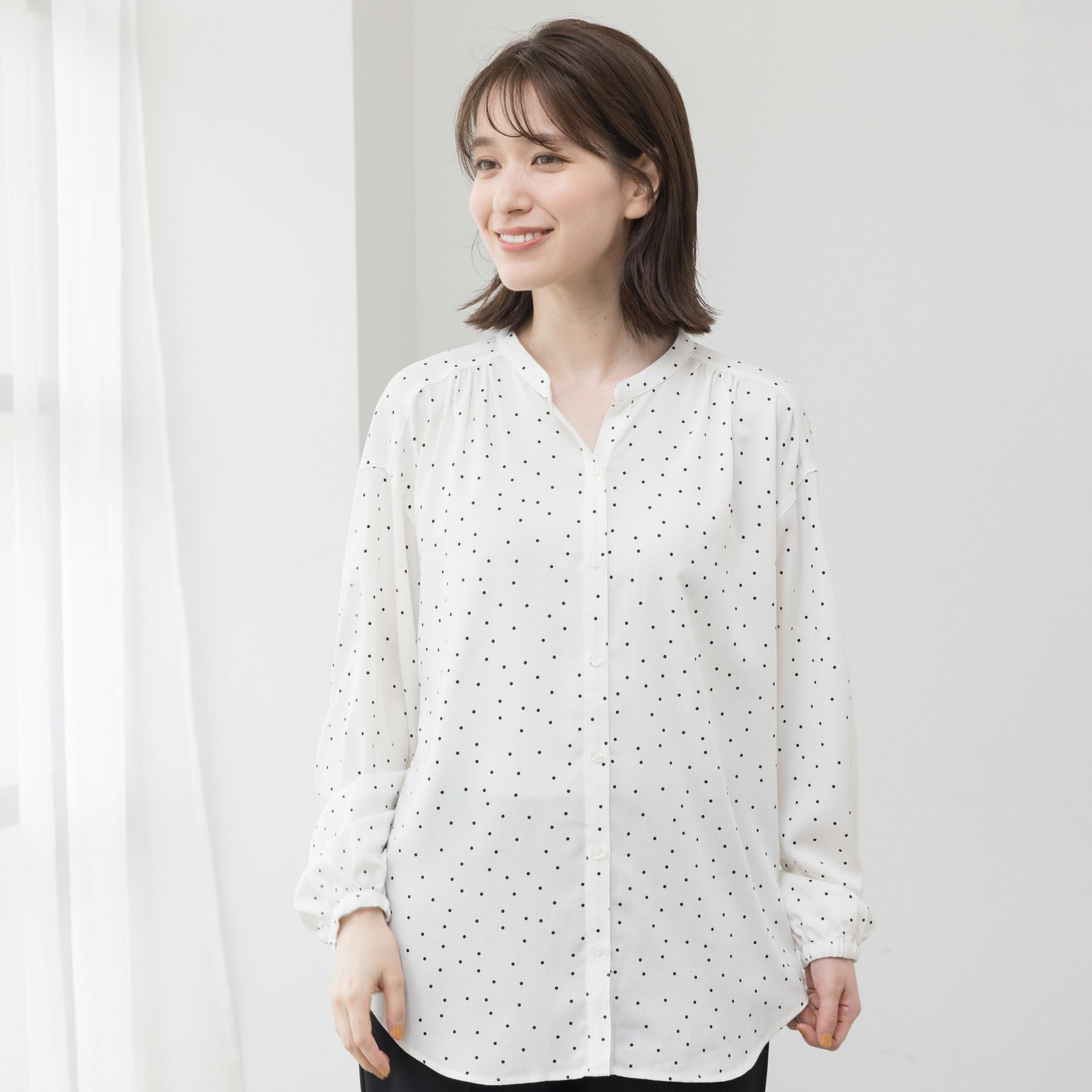 オルスタイージーケア長袖スキッパーブラウス