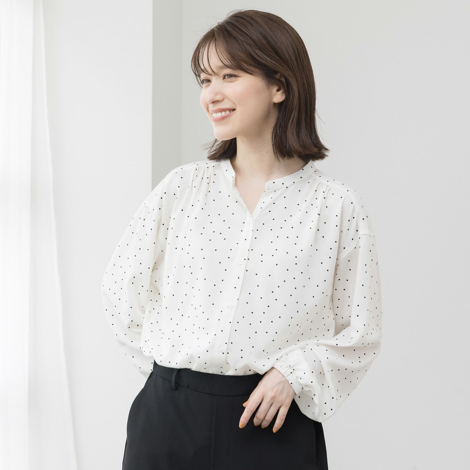 オルスタイージーケア長袖スキッパーブラウス