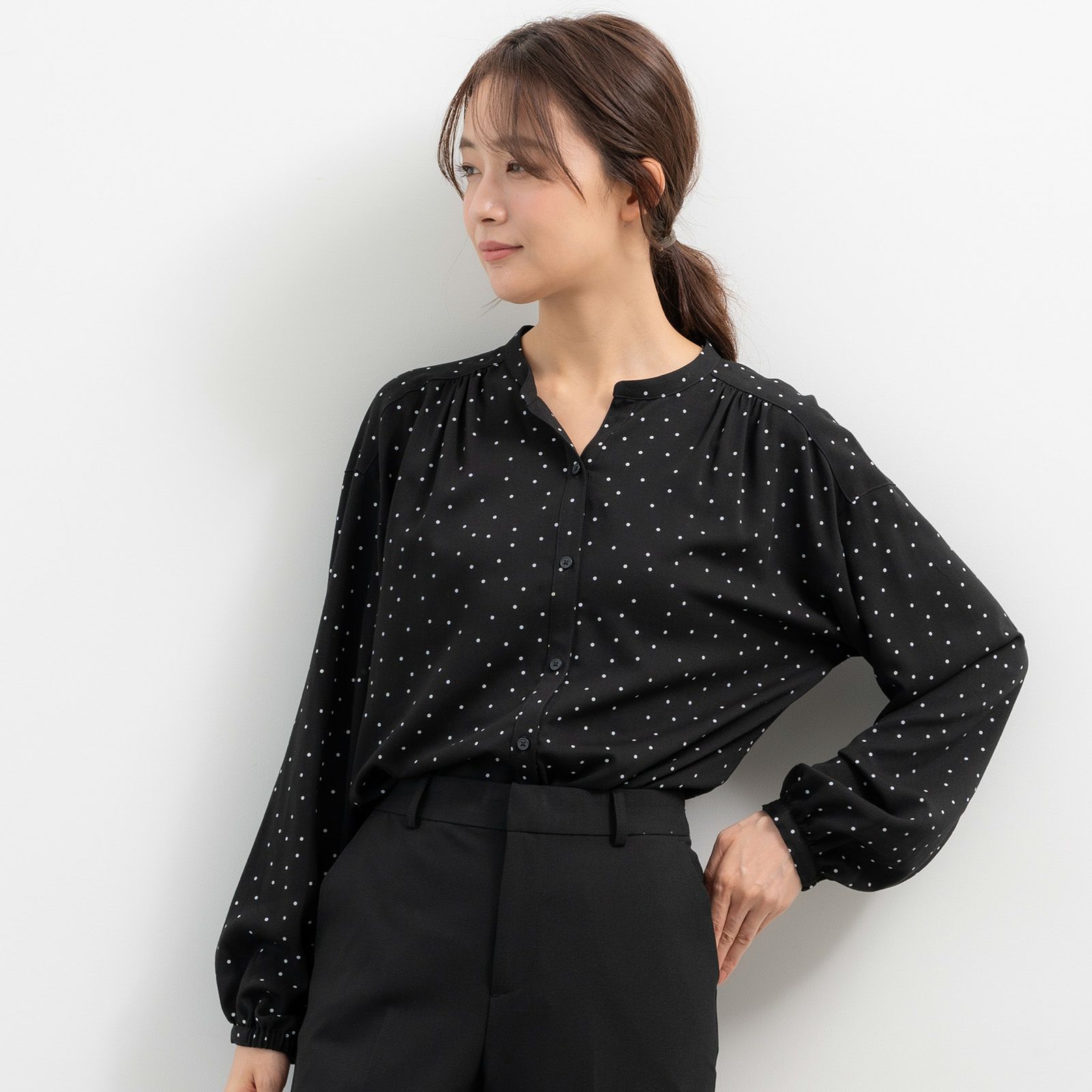 オルスタイージーケア長袖スキッパーブラウス