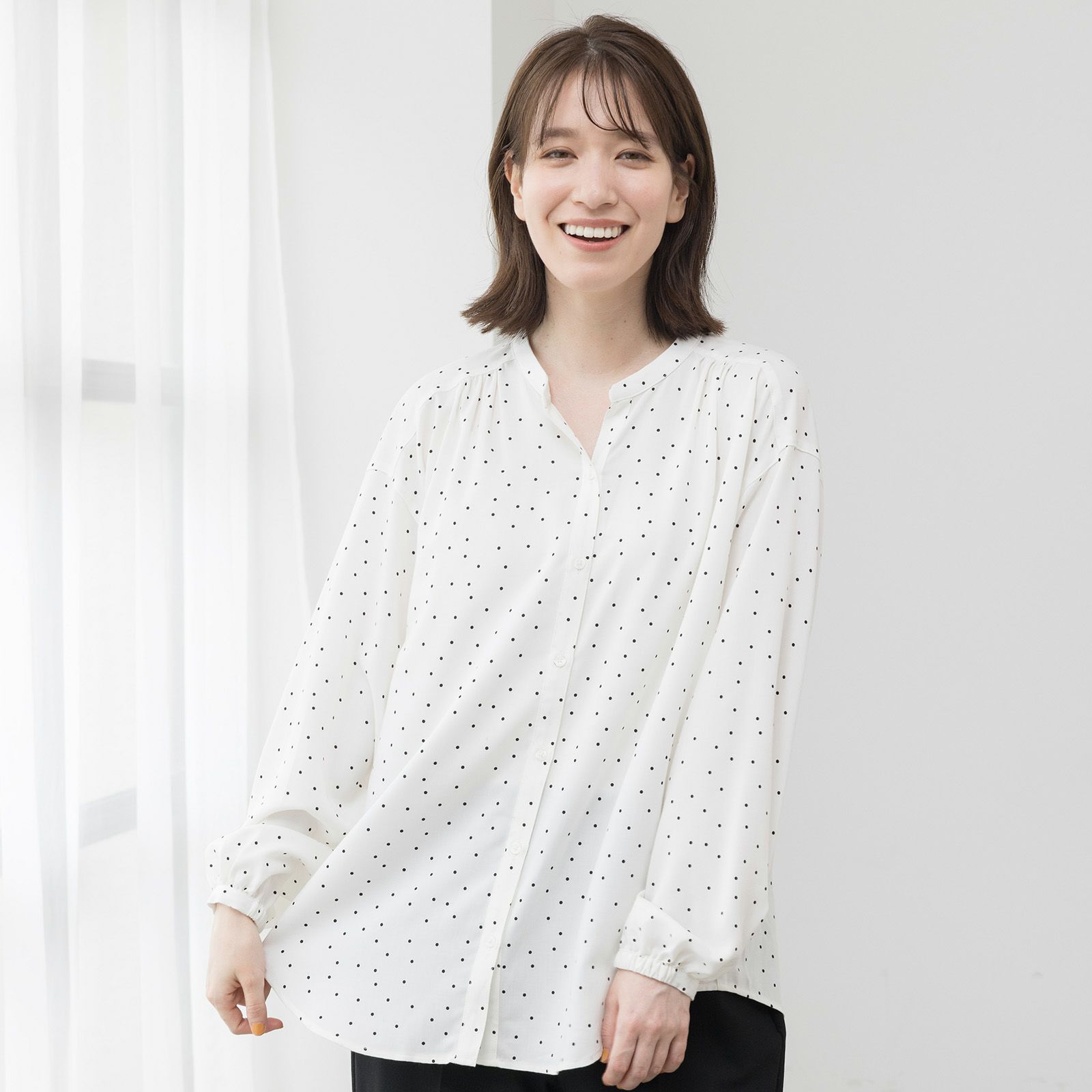 オルスタイージーケア長袖スキッパーブラウス