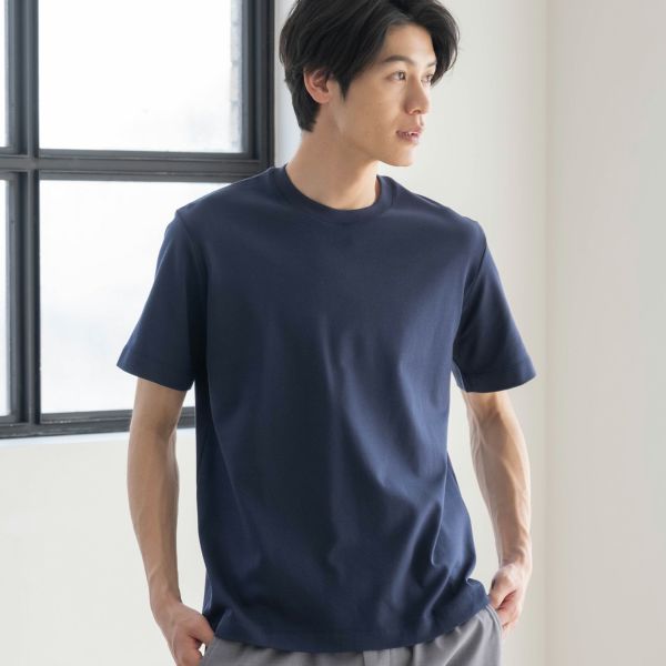 シルキーコットンクルーネック半袖Tシャツ