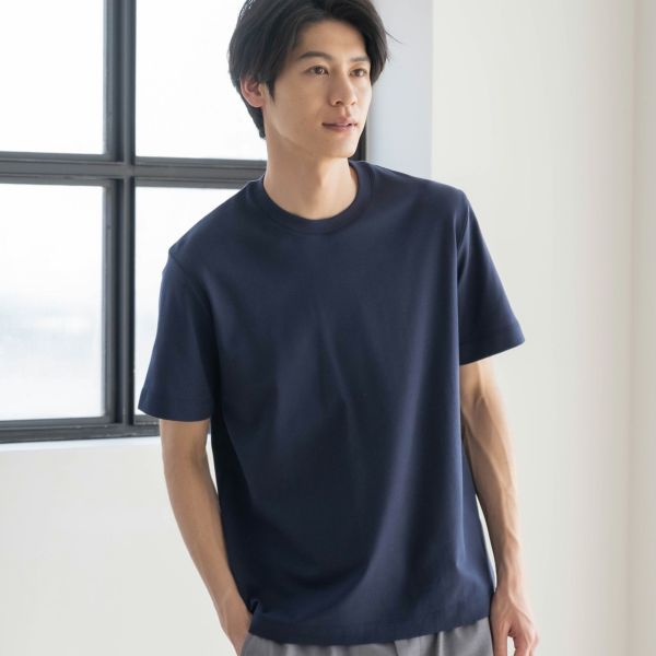 シルキーコットンクルーネック半袖Tシャツ