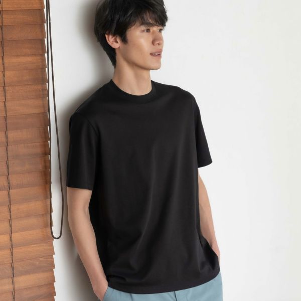 シルキーコットンクルーネック半袖Tシャツ