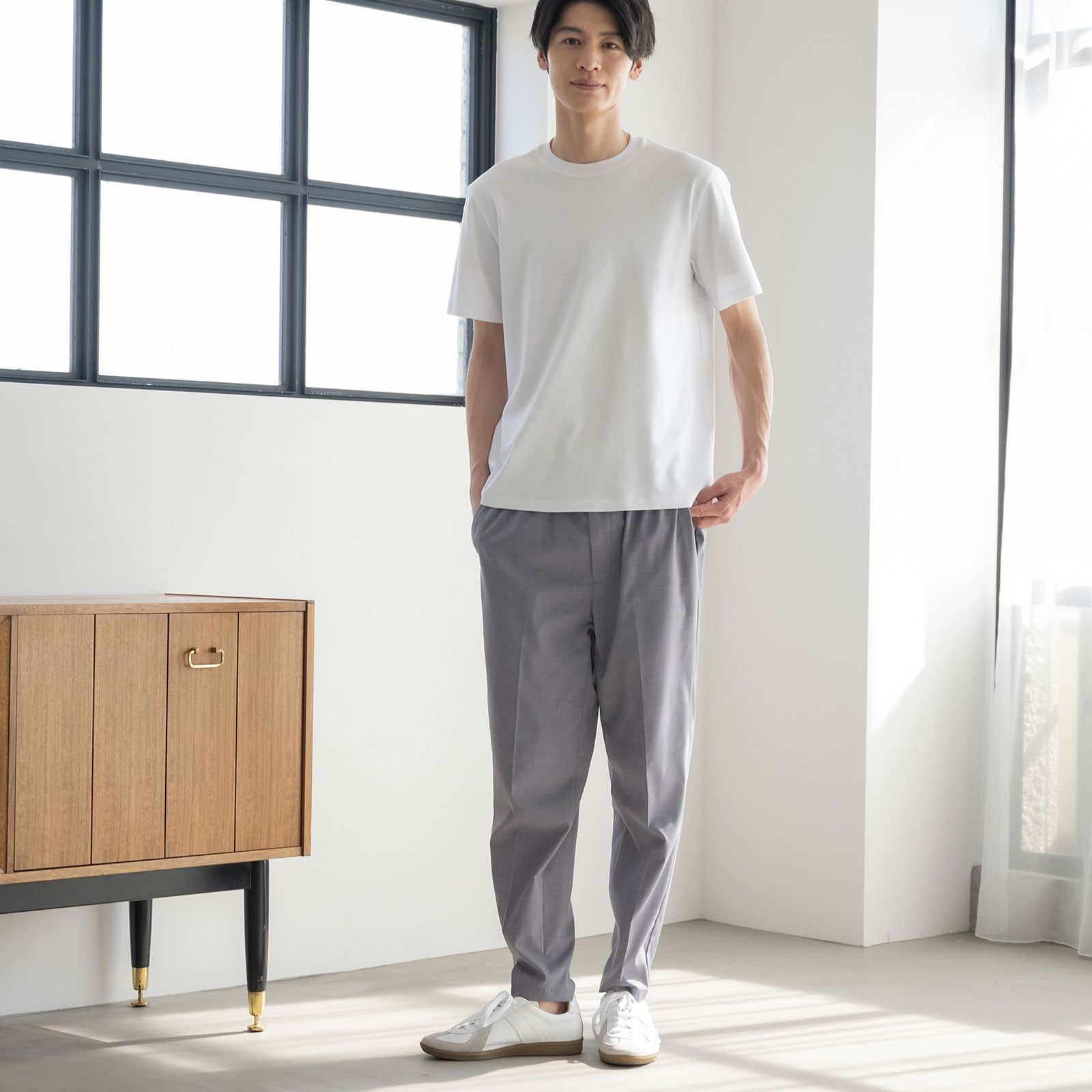 シルキーコットンクルーネック半袖Tシャツ