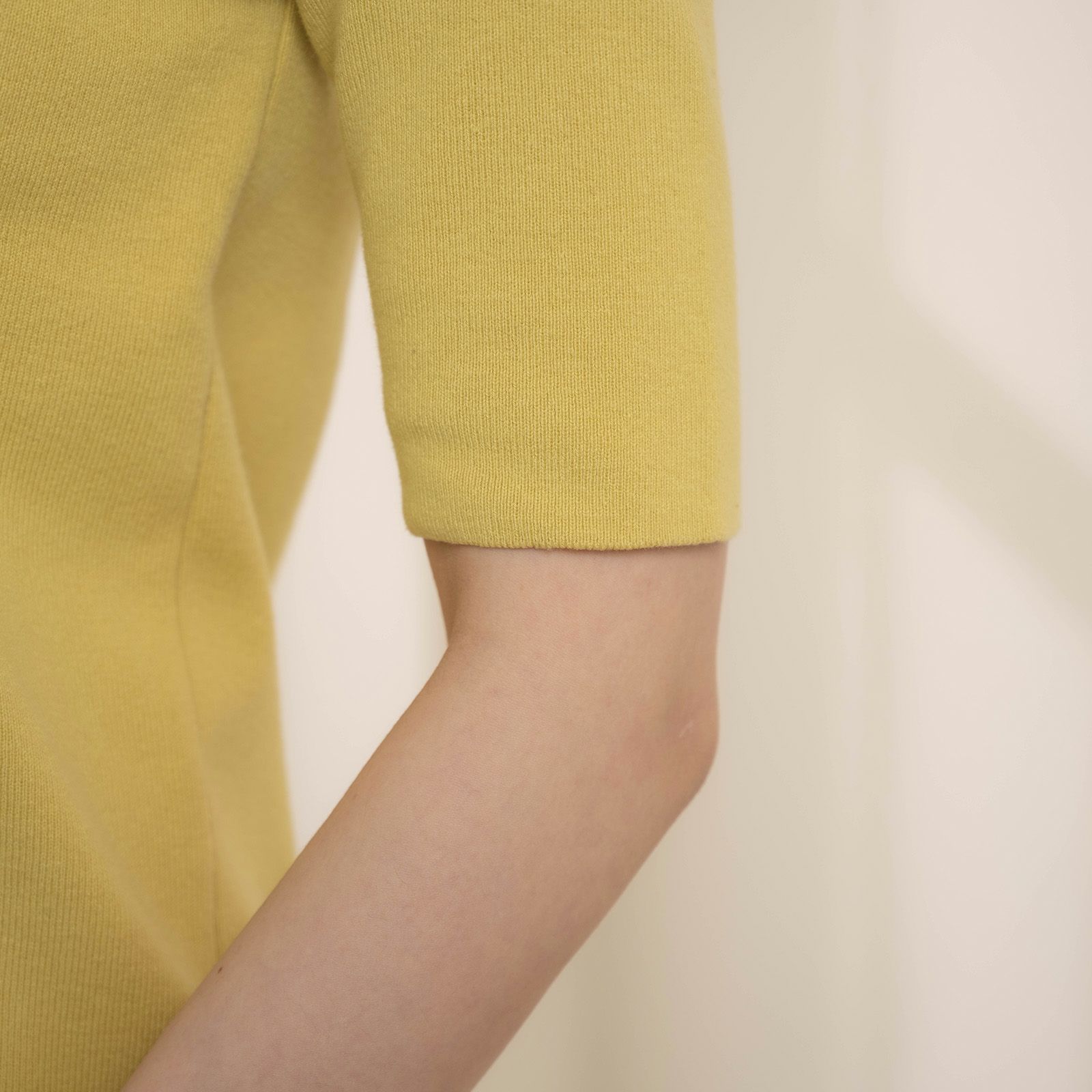 洗える５分袖スクエアニットプルオーバー