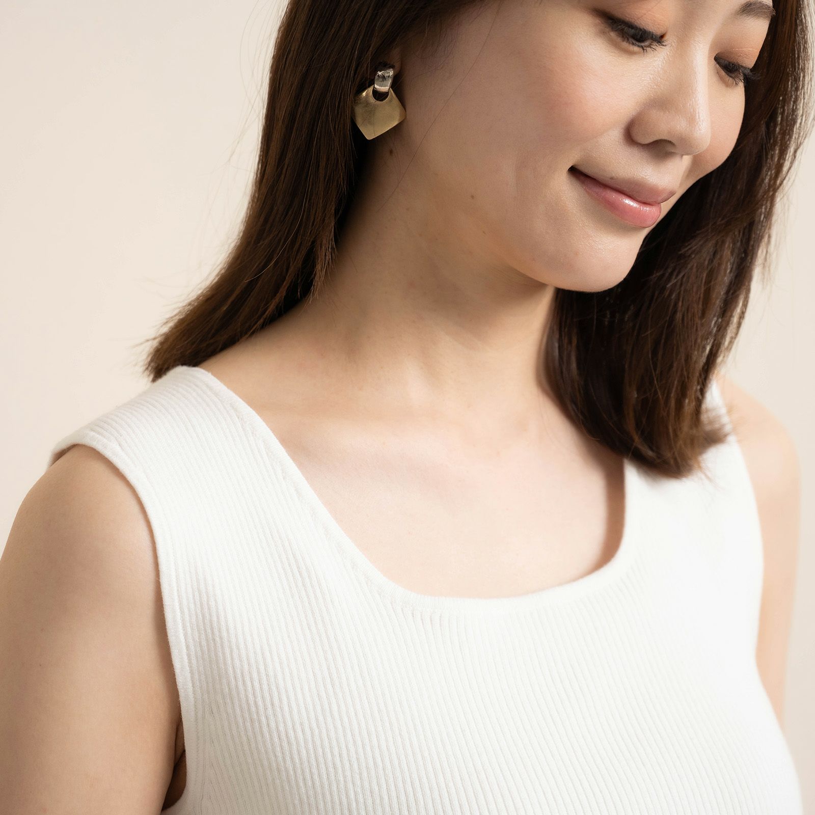 洗える５分袖スクエアニットプルオーバー