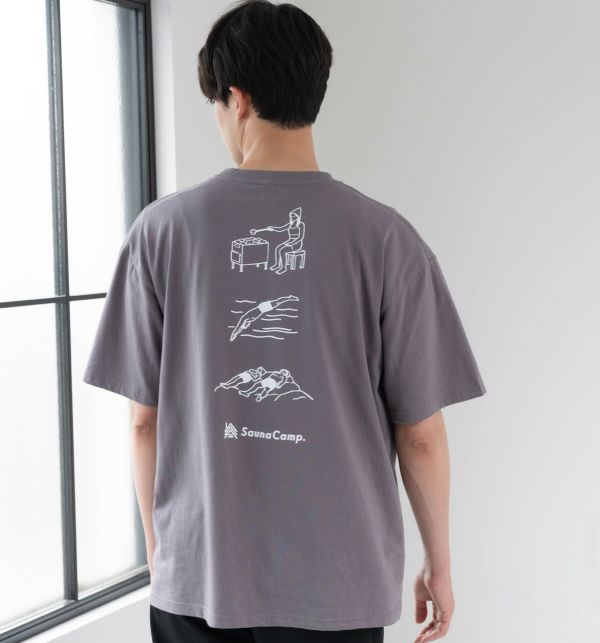 サウナキャンプ半袖シンプルプリントＴシャツ