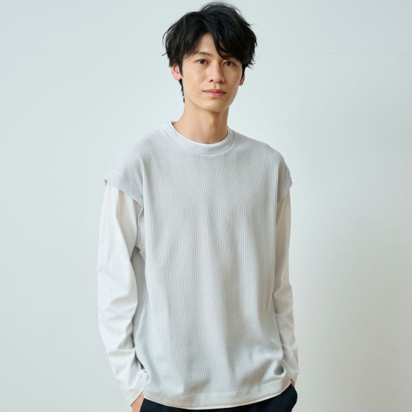 針抜きベスト風長袖Ｔシャツ