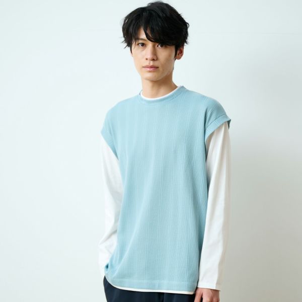 針抜きベスト風長袖Ｔシャツ