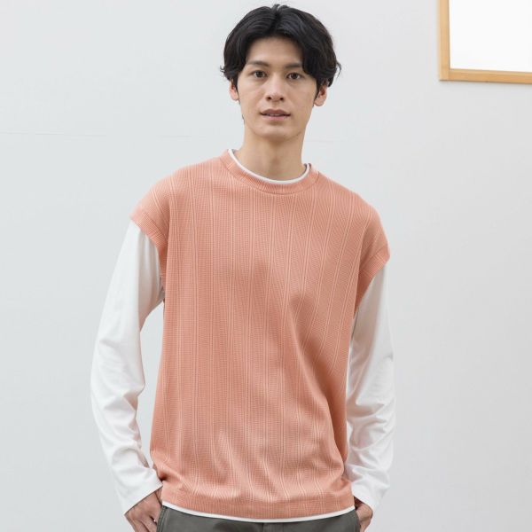 針抜きベスト風長袖Ｔシャツ