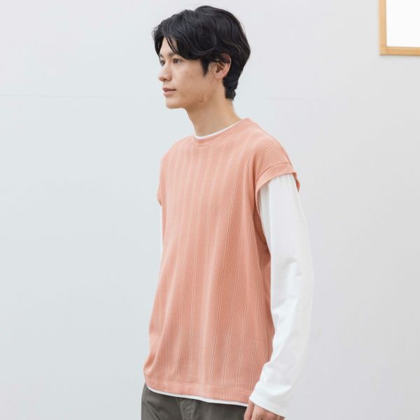 針抜きベスト風長袖Ｔシャツ