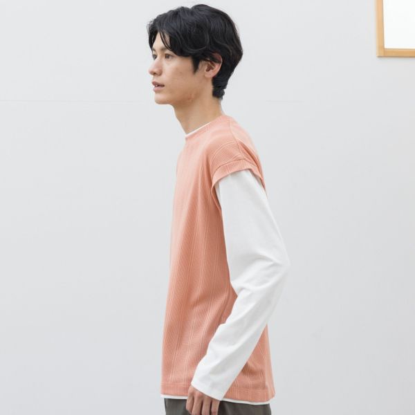 針抜きベスト風長袖Ｔシャツ