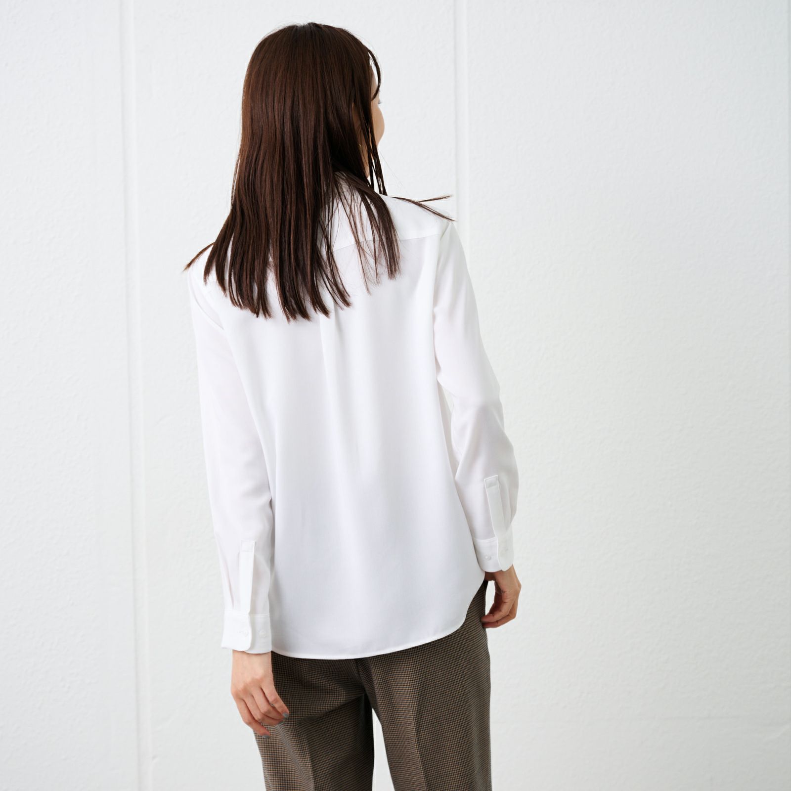 【オルスタ】イージーケアレーヨン混長袖レギュラーブラウス