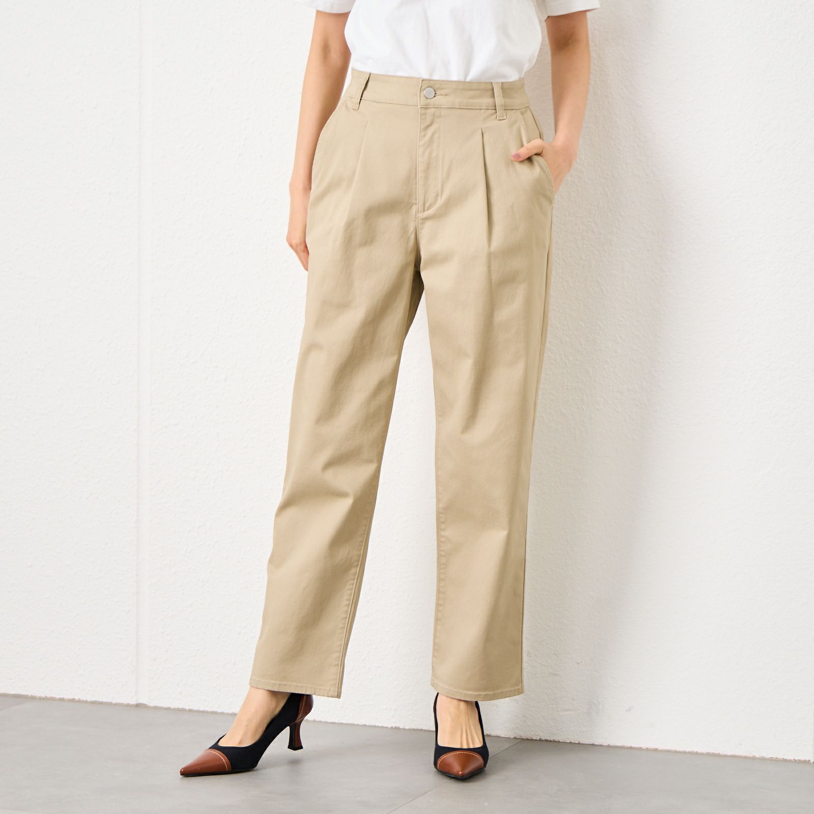 洗濯しても色褪せしにくい　ストレッチチノ　ストレートパンツ