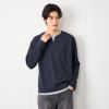 ワッフル　フェイクキーネック長袖Tシャツ