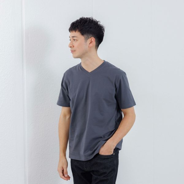 オーガニックコットン　無地Ｖネック半袖Ｔシャツ