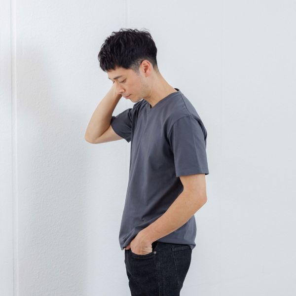 オーガニックコットン　無地Ｖネック半袖Ｔシャツ
