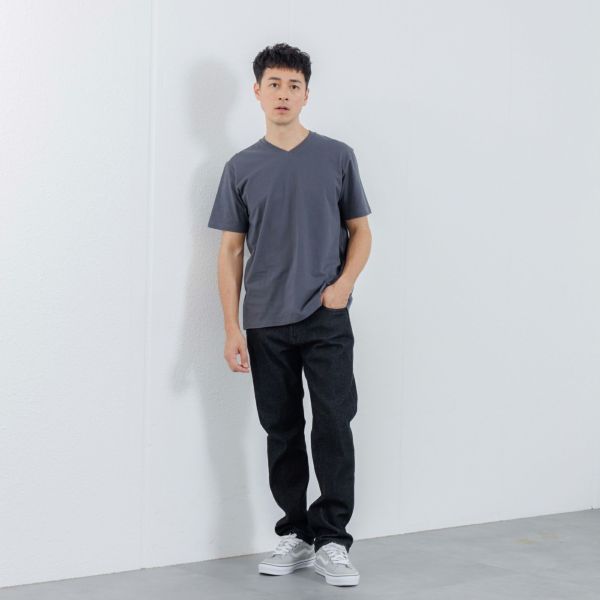 オーガニックコットン　無地Ｖネック半袖Ｔシャツ