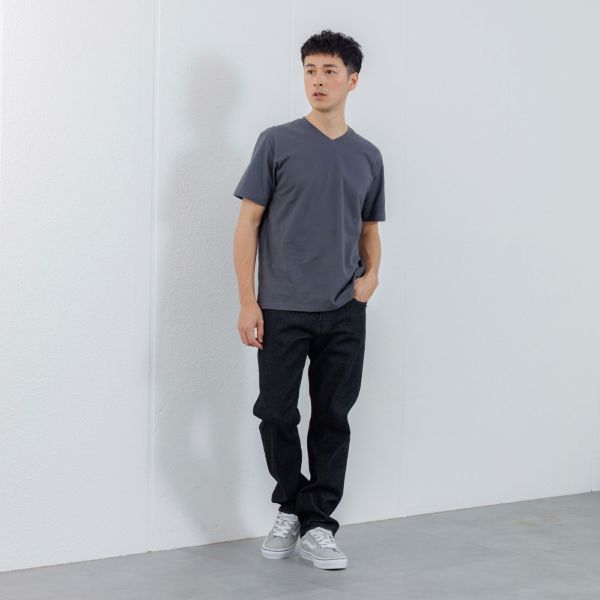 オーガニックコットン　無地Ｖネック半袖Ｔシャツ