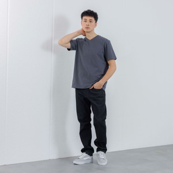 オーガニックコットン　無地Ｖネック半袖Ｔシャツ