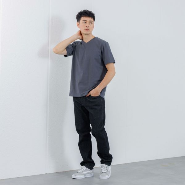 オーガニックコットン　無地Ｖネック半袖Ｔシャツ