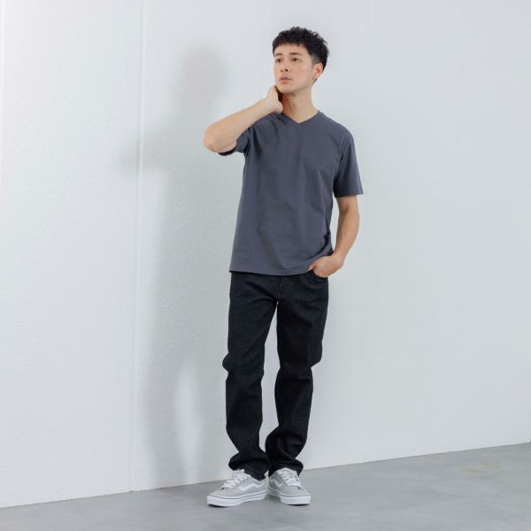オーガニックコットン　無地Ｖネック半袖Ｔシャツ