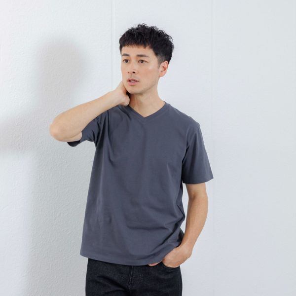 オーガニックコットン　無地Ｖネック半袖Ｔシャツ