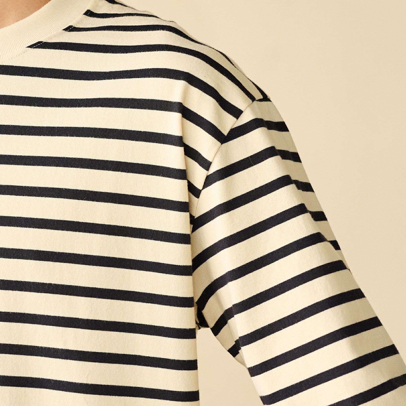 オーガニックコットン　太番手ボーダー長袖Ｔシャツ