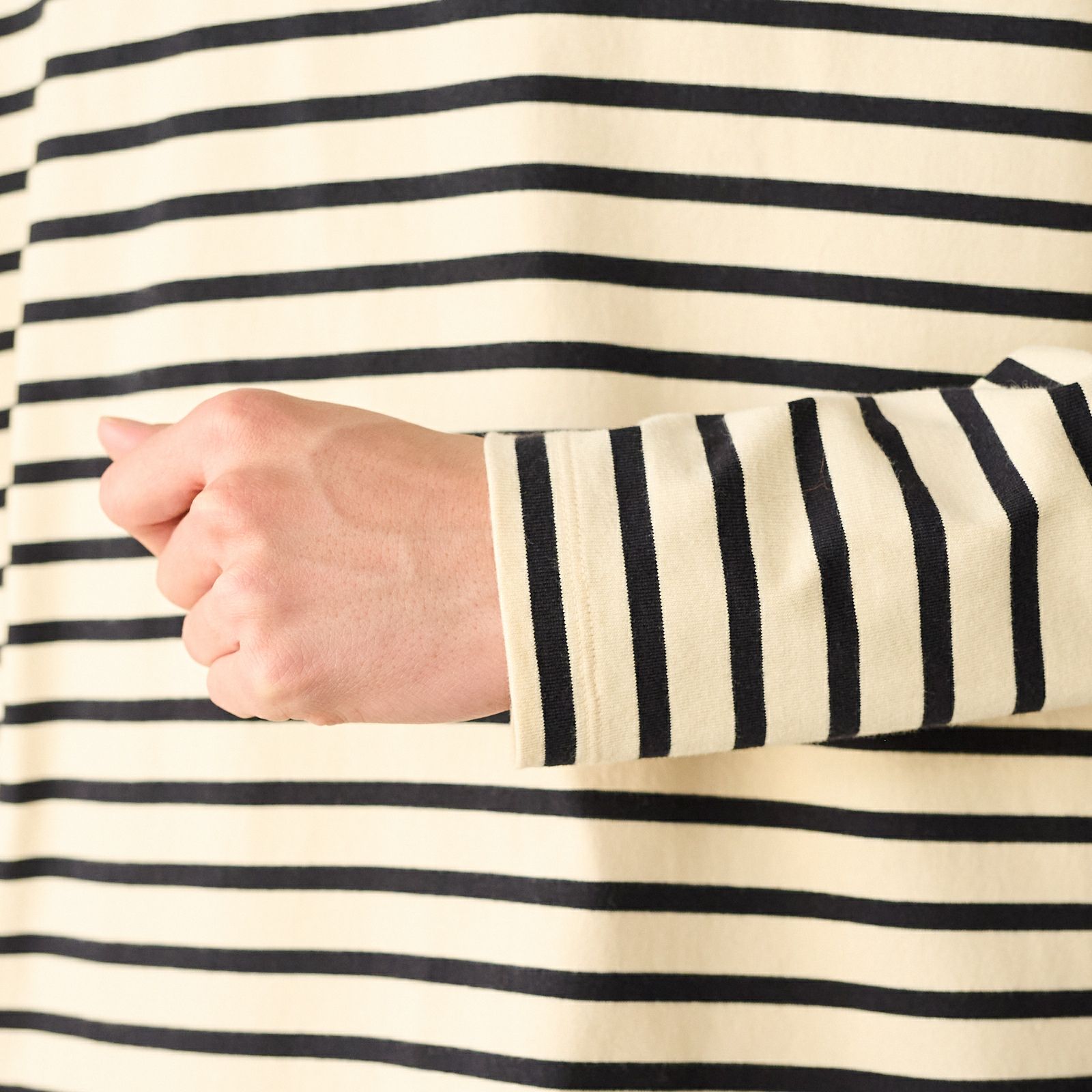 オーガニックコットン　太番手ボーダー長袖Ｔシャツ