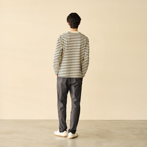 オーガニックコットン　太番手ボーダー長袖Ｔシャツ