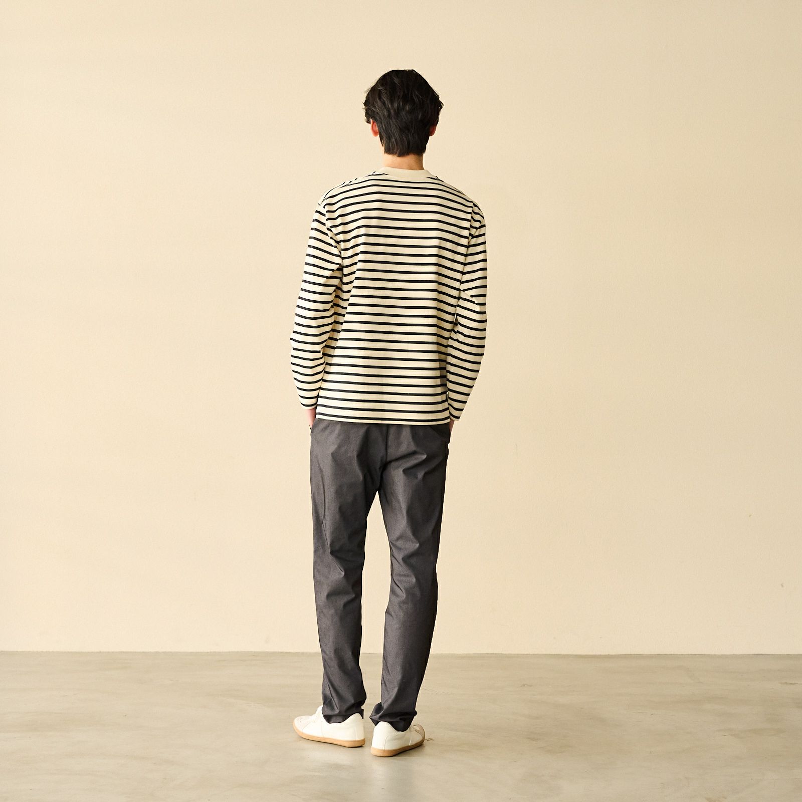 オーガニックコットン　太番手ボーダー長袖Ｔシャツ