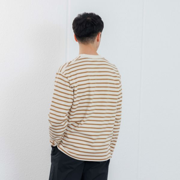 オーガニックコットン　太番手ボーダー長袖Ｔシャツ
