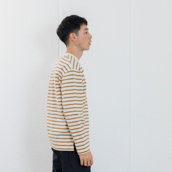 オーガニックコットン　太番手ボーダー長袖Ｔシャツ