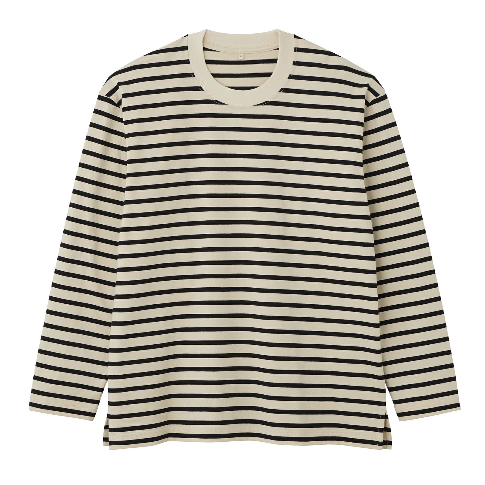 オーガニックコットン　太番手ボーダー長袖Ｔシャツ
