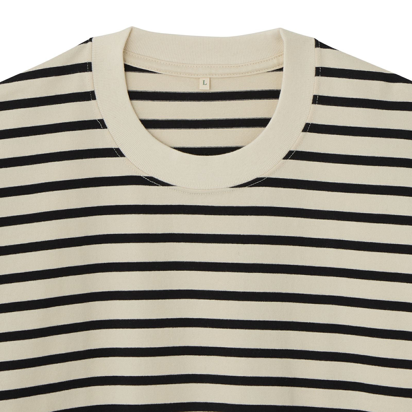 オーガニックコットン　太番手ボーダー長袖Ｔシャツ