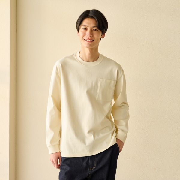 オーガニックコットン　太番手無地長袖Ｔシャツ