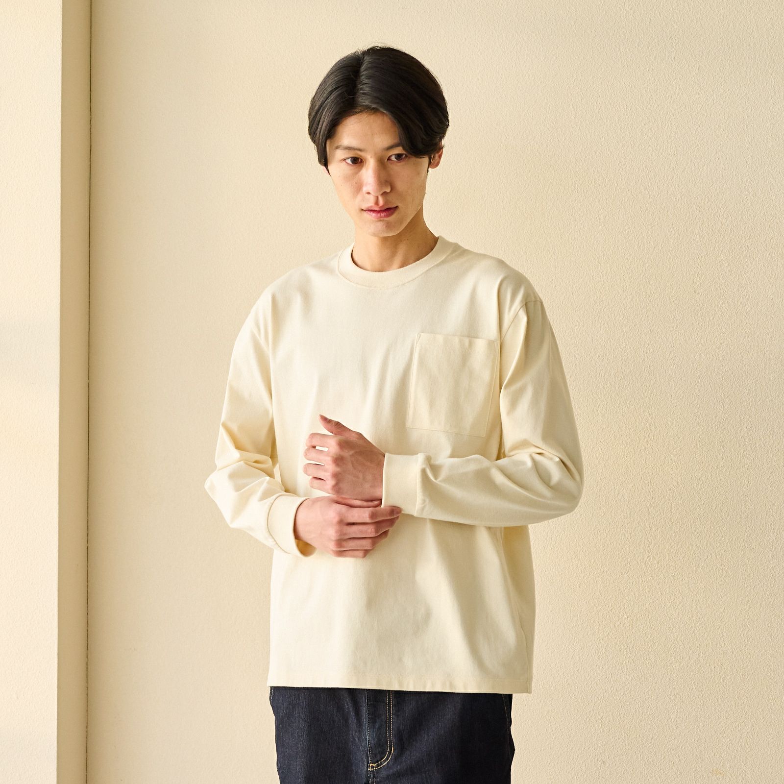 オーガニックコットン　太番手無地長袖Ｔシャツ