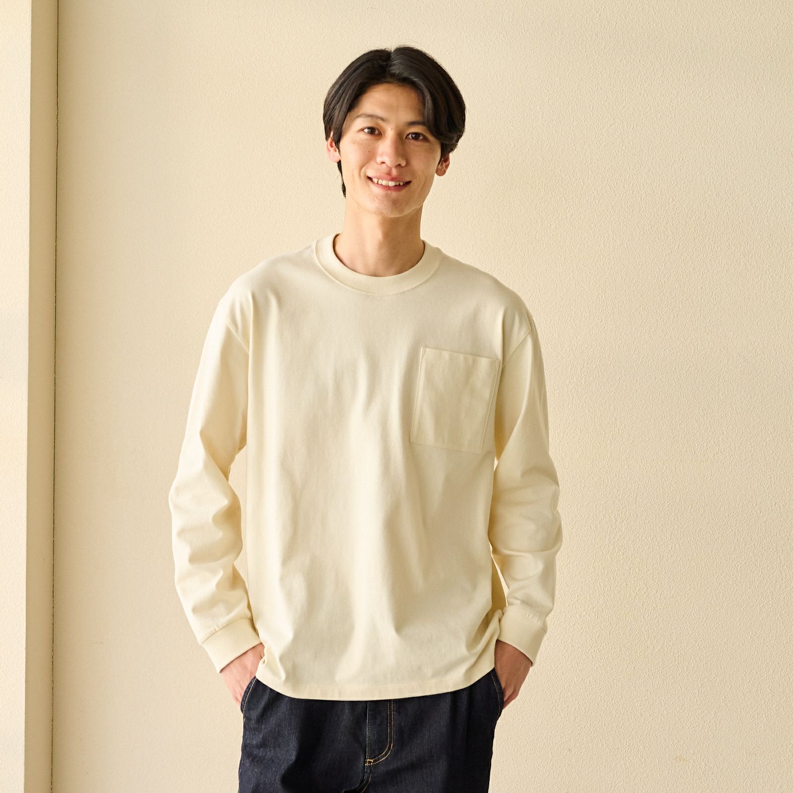 オーガニックコットン　太番手無地長袖Ｔシャツ