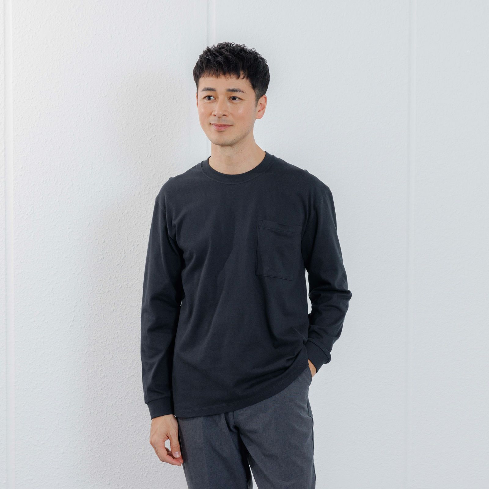 オーガニックコットン　太番手無地長袖Ｔシャツ