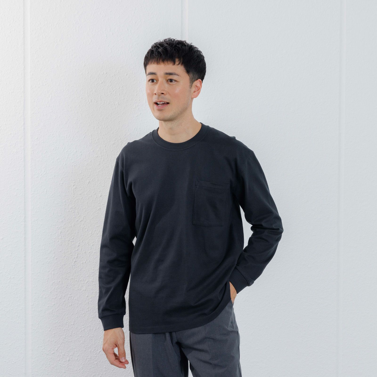 オーガニックコットン　太番手無地長袖Ｔシャツ