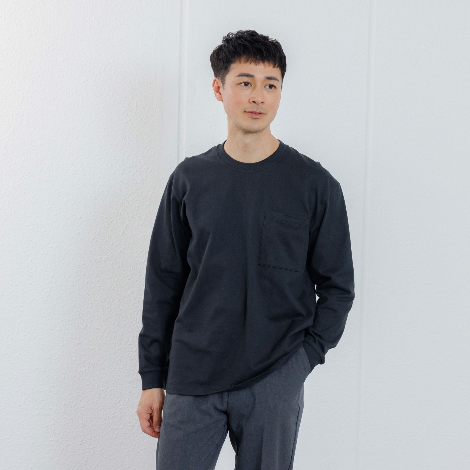 オーガニックコットン　太番手無地長袖Ｔシャツ