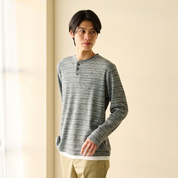 フェイクヘンリー長袖Ｔシャツ