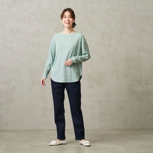 サラサラ　ワッフル長袖Ｔシャツ
