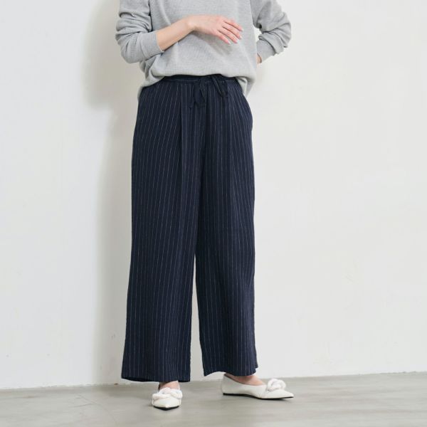 リネンブレンド　イージーワイドパンツ