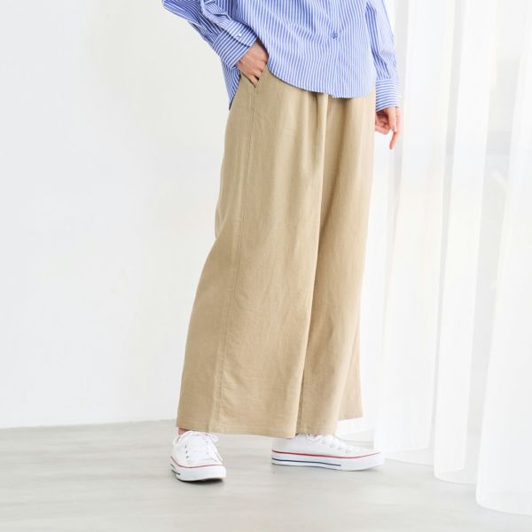 リネンブレンド　イージーワイドパンツ