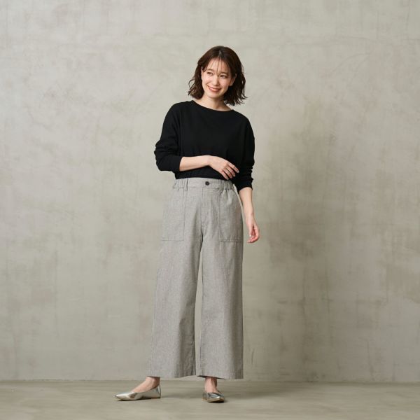 ダンガリー　ベイカーワイドパンツ