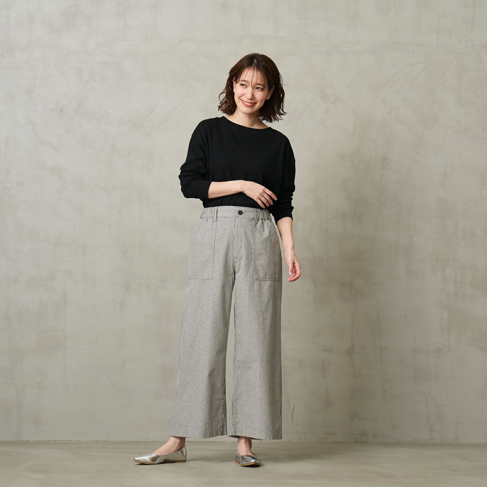 ダンガリー　ベイカーワイドパンツ