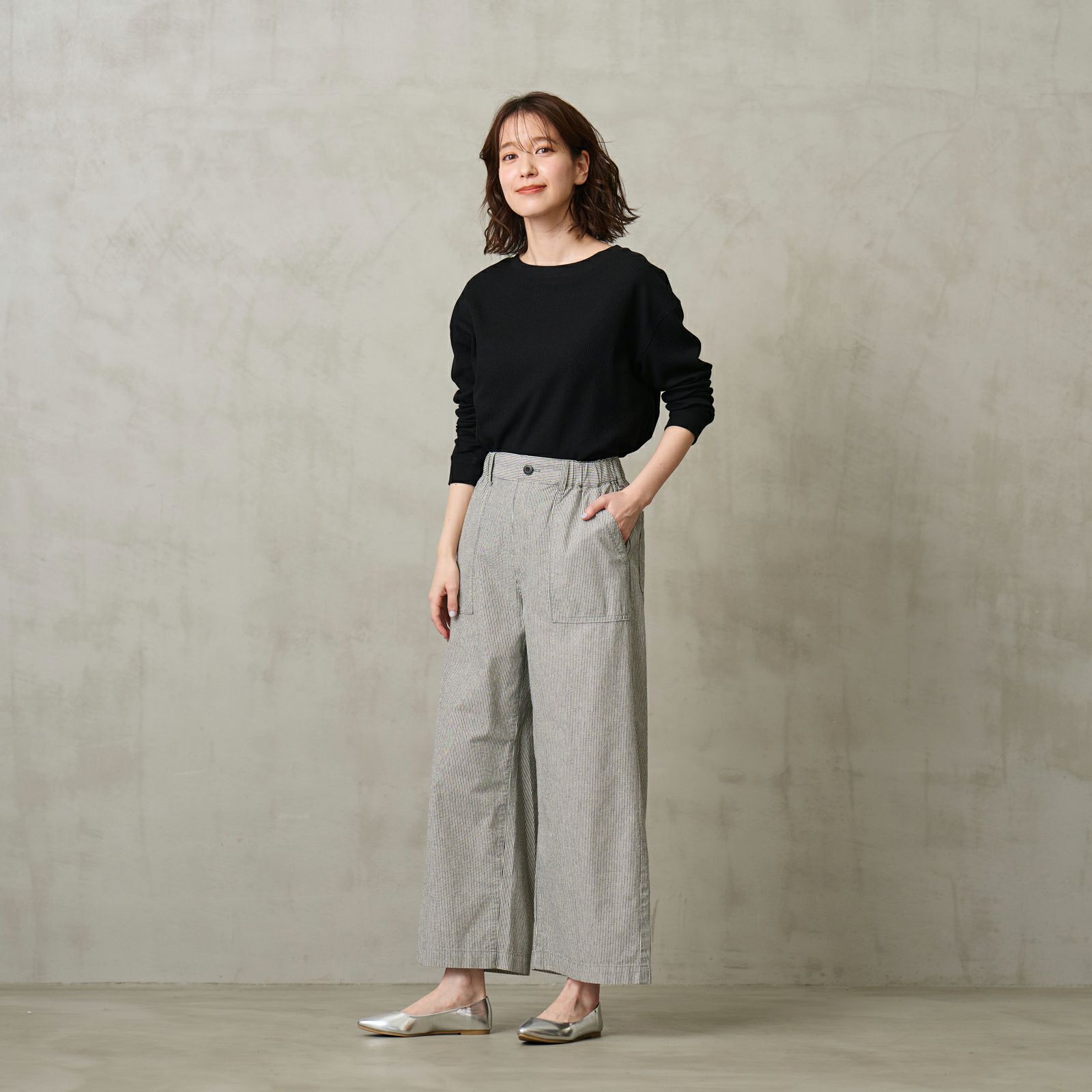 ダンガリー　ベイカーワイドパンツ